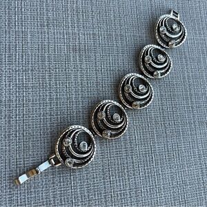 Brighton Silver Tone Bracelet Whirlpool Swirl Design With Crystals